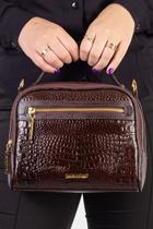 Bolsa baú pequena de couro croco Lara