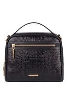Bolsa baú pequena de couro croco Lara Bolsa baú pequena de couro croco Lara