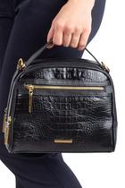 Bolsa baú pequena de couro croco Lara Bolsa baú pequena de couro croco Lara