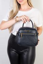 Bolsa baú pequena de couro liso transversal Catarina