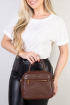 Bolsa baú pequena de couro liso transversal Catarina