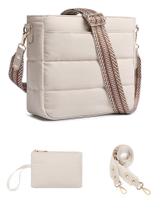 Bolsa BAVERGE Puffer acolchoada, tiracolo, ombro, bege, Hobo