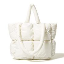 Bolsa BDSX Large Puffer Tote de poliéster branco para mulheres