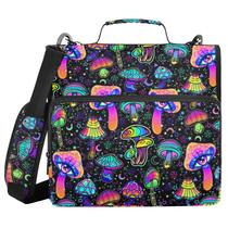 Bolsa Binder XUWU Mushrooms com zíper de 3 anéis com alça e alça
