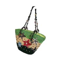 Bolsa Boêmia de Palha Tecida à Mão - Com Estrela do Mar e Bordado de Contas Bolsa Boêmia de Palha Tecida à Mão - Com Estrela do Mar e Bordado de Contas