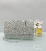 Bolsa Bolsinha de mão e ombro Feminino Alça corrente Brilhosa com Glitter para Festa Casamento Formatura Luxo Moda