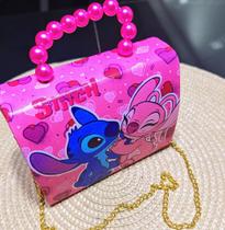 Bolsa Bolsinha Infantil Mini Bag Alça Transversal Corrente Pérola Menina Personagem Disney Lilo Stitch Moda Bolsa Bolsinha Infantil Mini Bag Alça Transversal Corrente Pérola Menina Personagem Disney Lilo Stitch Moda