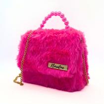 Bolsa Bolsinha Pelúcia Feminina Adulto e Infantil Rosa
