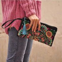 Bolsa bordada estilo étnico para mulher, moda feminina, envelope vintage, carteira designer