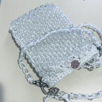 Bolsa Branca Macramê com Bolinhas Transparentes
