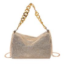 Bolsa Brilhosa Malha de Strass Mão Ombro Festa Noite 2 Alças