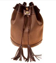 Bolsa Bucket Artlux Transversal em Couro Café Feminina