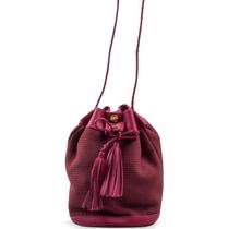 Bolsa Bucket Transversal em Couro Vermelho Escuro Feminina Artlux Único