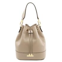 Bolsa Bucket Tuscany Leather Aura Bege com Cordão