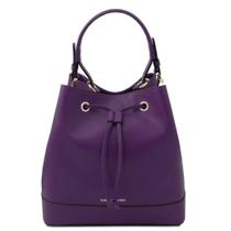 Bolsa Bucket Tuscany Leather Roxa em Couro Palmellato