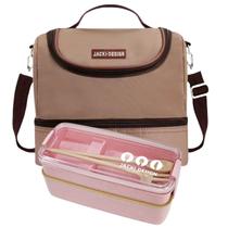 Bolsa c/2 Compartimentos Rosa Térmica + Pote Marmita Fitness