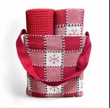 Bolsa c/ Pano de copa Xadrez flocos e vermelho - 40m x 70cm