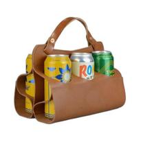 Bolsa Caddy Para Cerveja 6 Latas Em Couro Legítimo Caramelo