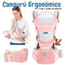 Bolsa Canguru Carregador de Bebês Ergonômico 12 posições Premium 3 Em 1 c/assento Hipseat - LinBaby