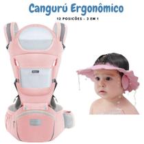 Bolsa Canguru Carregador de Bebês Ergonômico 12 posições Premium 3 Em 1 c/assento Hipseat + viseira