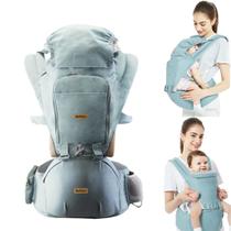 Bolsa Canguru Ergonômico Para Bebê 12 Posições 3 Em 1 Azul Até 20Kg Transporte Seguro Viagem Passeio - BRASTOY