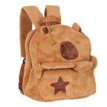 Bolsa Capivara Mochila Pelúcia Escolar Passeio Costa Marrom