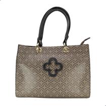 Bolsa Capodarte Feminina Monograma Bege/Preto Bolsa Capodarte Feminina Monograma Bege/Preto