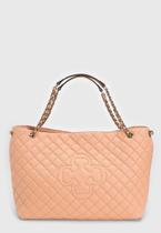 Bolsa Capodarte Shoulder Médio Couro Logo Matelasse - Coral