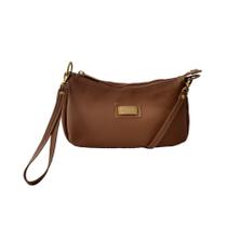 Bolsa Carteira Clutch Topgrife Transversal Couro Caramelo