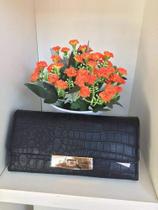 Bolsa carteira feminina comprida em couro na cor preta
