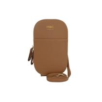 BOLSA CARTEIRA FEMININA TRANSVERSAL PORTA CELULAR Marrom Claro