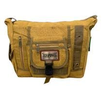 Bolsa Carteiro Masculina Lona Transversal Shoulder Reforçada Multibolsos Resistente Casual Trabalho