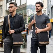 Bolsa Carteiro Pasta Feita a Mão Trabalho Transversal Lona Resistente Reforçada