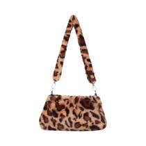 Bolsa Casual De Ombro Com Estampa De Animal Para Mulheres, Bolsa Transversal De Pelúcia Com Estampa