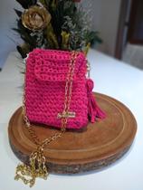 Bolsa Casual Pochete Shoulder Bag pra Celular e Cartão Artesanato de Crochê em Fio de Malha - Bem Mineiro