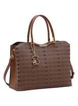 Bolsa Chenson Café Cristal Monograma Coração Alça de Mão