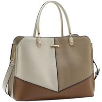 Bolsa Chenson Patchwork Mosaic Elegance Satchel 3485676 Cor:Natural