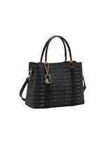 Bolsa Chenson Preta Alça de Mão Cristal Monograma Coração Bolsa Chenson Preta Alça de Mão Cristal Monograma Coração
