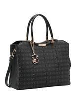 Bolsa Chenson Preta com Alça de Mão Cristal Monograma Coração Bolsa Chenson Preta com Alça de Mão Cristal Monograma Coração