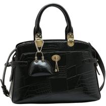 Bolsa Chenson Satchel Feminina New Croco Style 3485577 Cor:Preto Bolsa Chenson Satchel Feminina New Croco Style 3485577 Cor:Preto