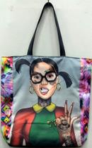 Bolsa Chiquinha Tatuada Sacola Ecobag Lateral Floral