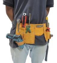 Bolsa Cinto Kit Ferramentas Eletricista Couro 11 Bolso