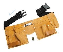 Bolsa Cinto Porta Ferramentas Eletricista Couro C/ 11 Bolsos