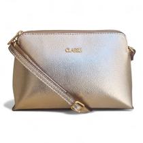 Bolsa Classe Couro Feminina Detalhe em Metal Dourado Alça Transversal Regulável 2136