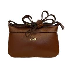 Bolsa Classe Crossbody de Couro Liso Castor