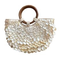 Bolsa clutch CUXVA artesanal com contas de concha 29 x 18 x 3 cm Bolsa clutch CUXVA artesanal com contas de concha 29 x 18 x 3 cm