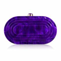 Bolsa clutch de acrílico CUXVA com acabamento marmorizado vintage para noite 18 x 7 x 12 cm Bolsa clutch de acrílico CUXVA com acabamento marmorizado vintage para noite 18 x 7 x 12 cm