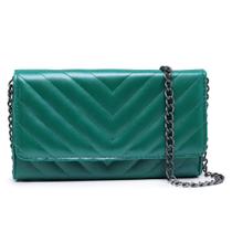 Bolsa Clutch Feminina Metalizada Verde Brasil Matelasse CM SHOES