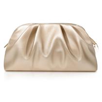 Bolsa Clutch lovyoCoCo Soft Plissada em PU Dourado Champanhe Bolsa Clutch lovyoCoCo Soft Plissada em PU Dourado Champanhe