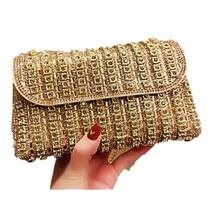 Bolsa Clutch Luxo Com Pedraria Dourado Strass Para Festas - New Fashion